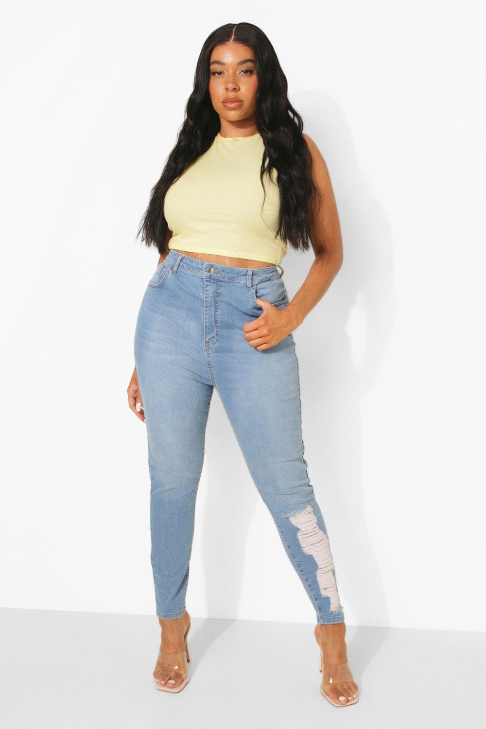 Grande taille Jean skinny taille haute boohoo FR